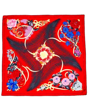 1989 Red 'Fleurs de L'Opera' Silk Scarf