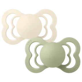 BIBS Supreme Pacifiers 2 Pack (Size 2) - Ivory/Sage