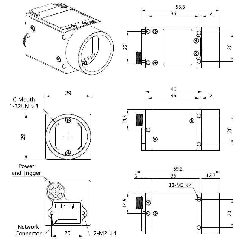 10.0MP Gige Industrial Camera, 1/2.3" CMOS, Rolling Shutter