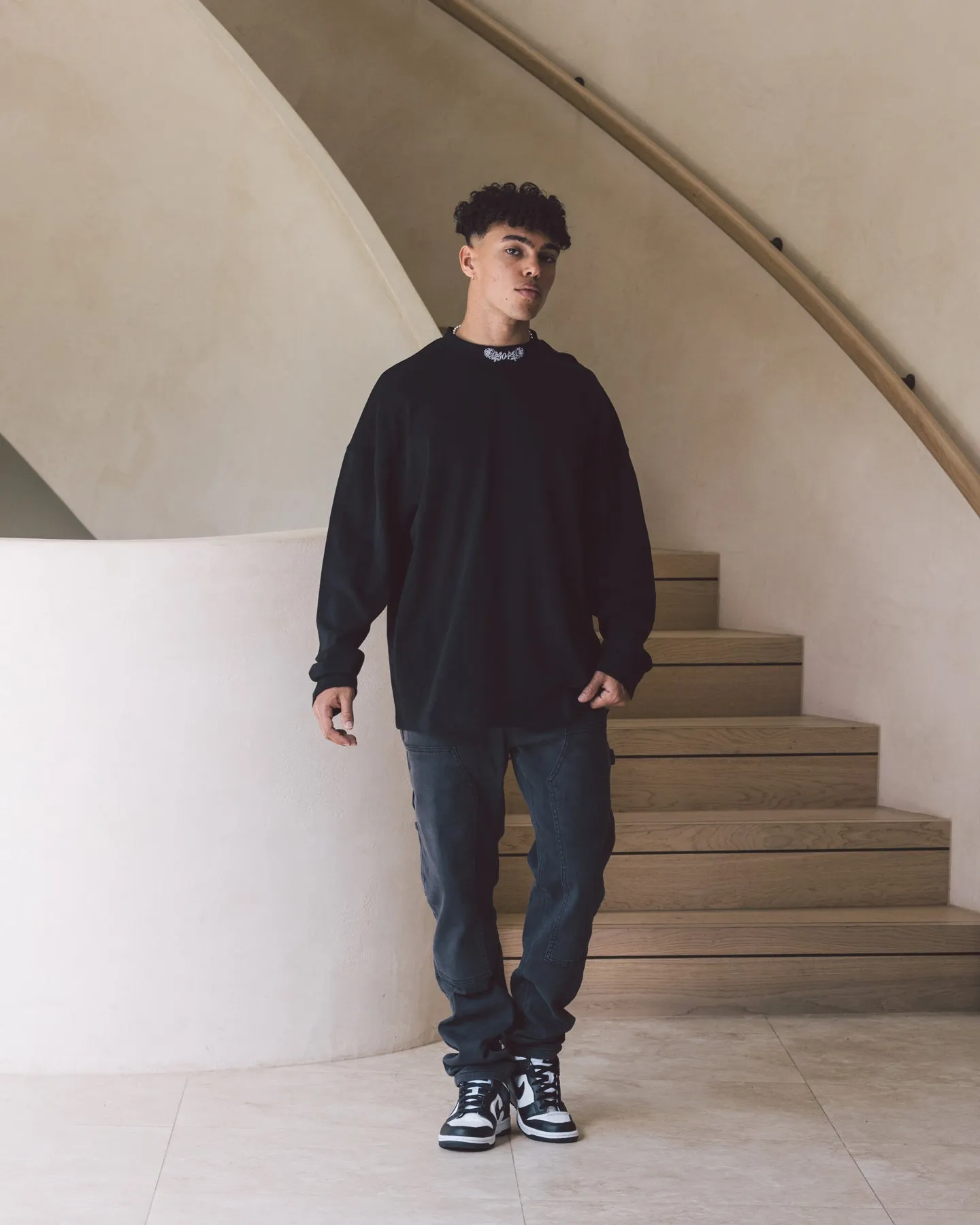 404 High Neck Long Sleeve T-Shirt Black