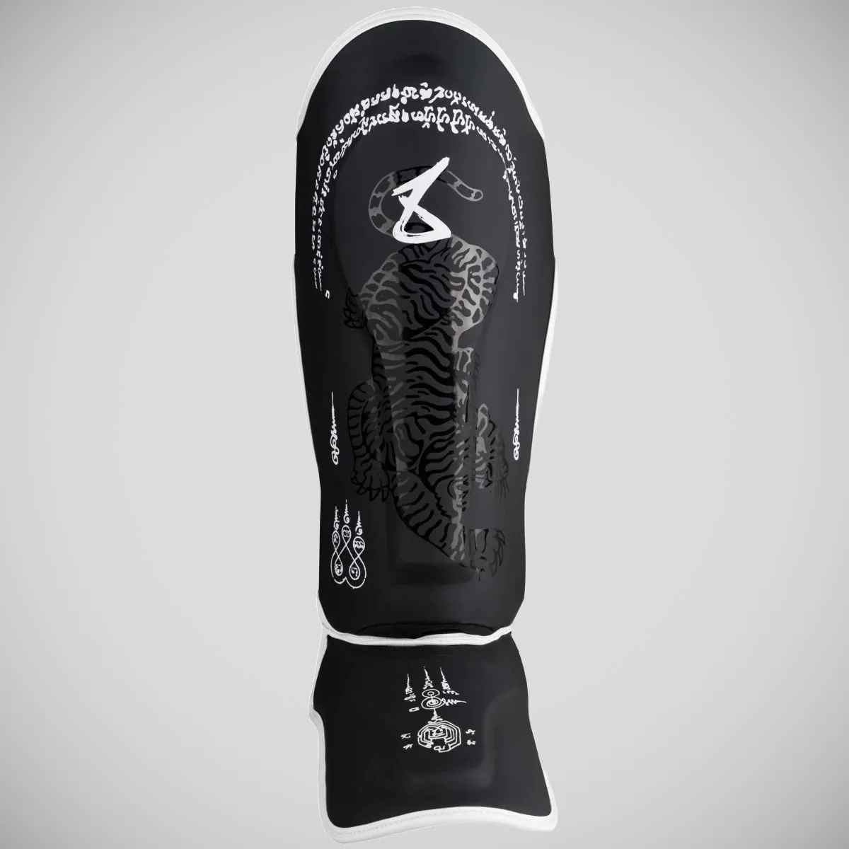 8 Weapons Sak Yant Big Tiger Shin Guards Black/Black