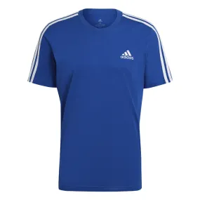 adidas Essentials 3 Stripe Tee - Mens - Royal Blue/White