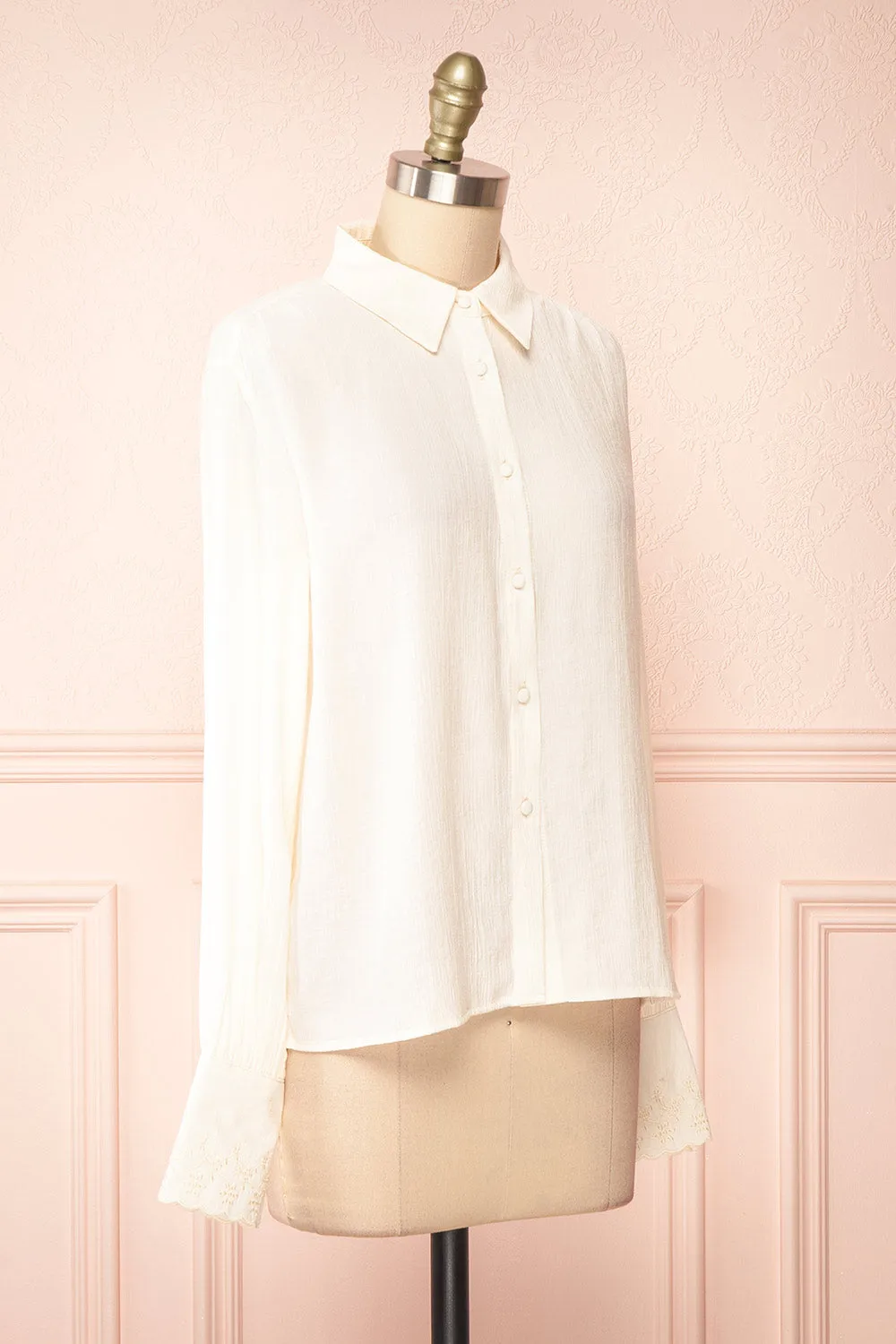 Annabelle | Button-Up Blouse w/ Embroidery