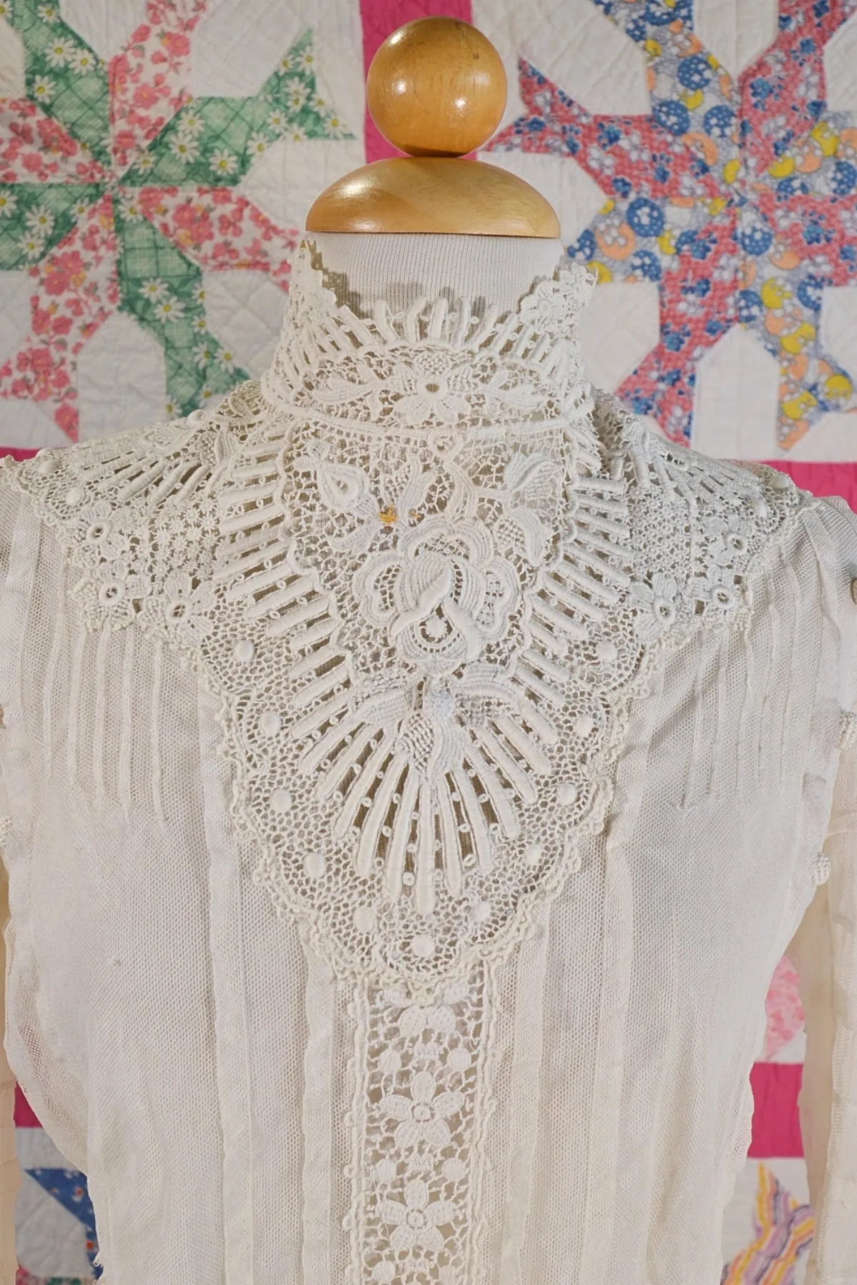 Antique Edwardian/Victorian Lace & Net Blouse, Study Prop Display