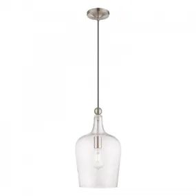 ART GLASS 1 LIGHT MINI PENDANT, BRUSHED NICKEL