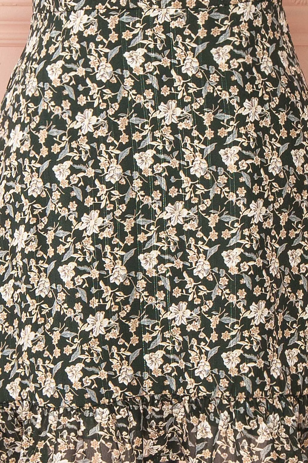 Atawa | Short Sleeve Green Floral Dress