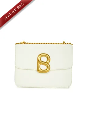 Audrey Chain Leather Bag  Medium - White