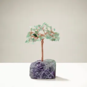 Aventurine Natural Gemstone Tree of Life with Fluorite Base