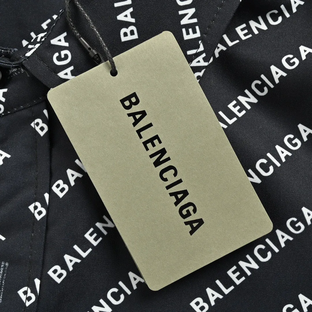 Balenciaga All-Over Logo Print Shirt (Black)