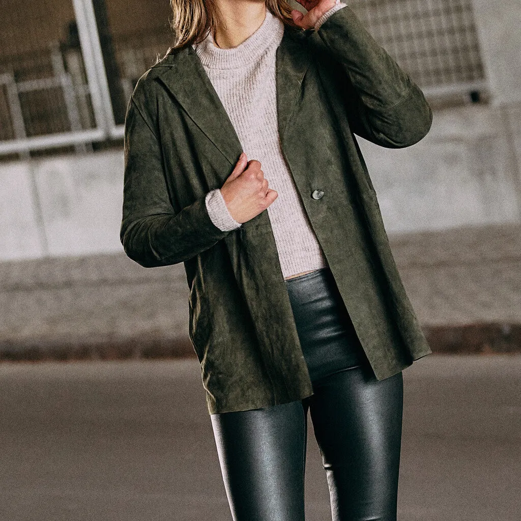 Beautiful oversize suede blazer / 50234 - Forest green