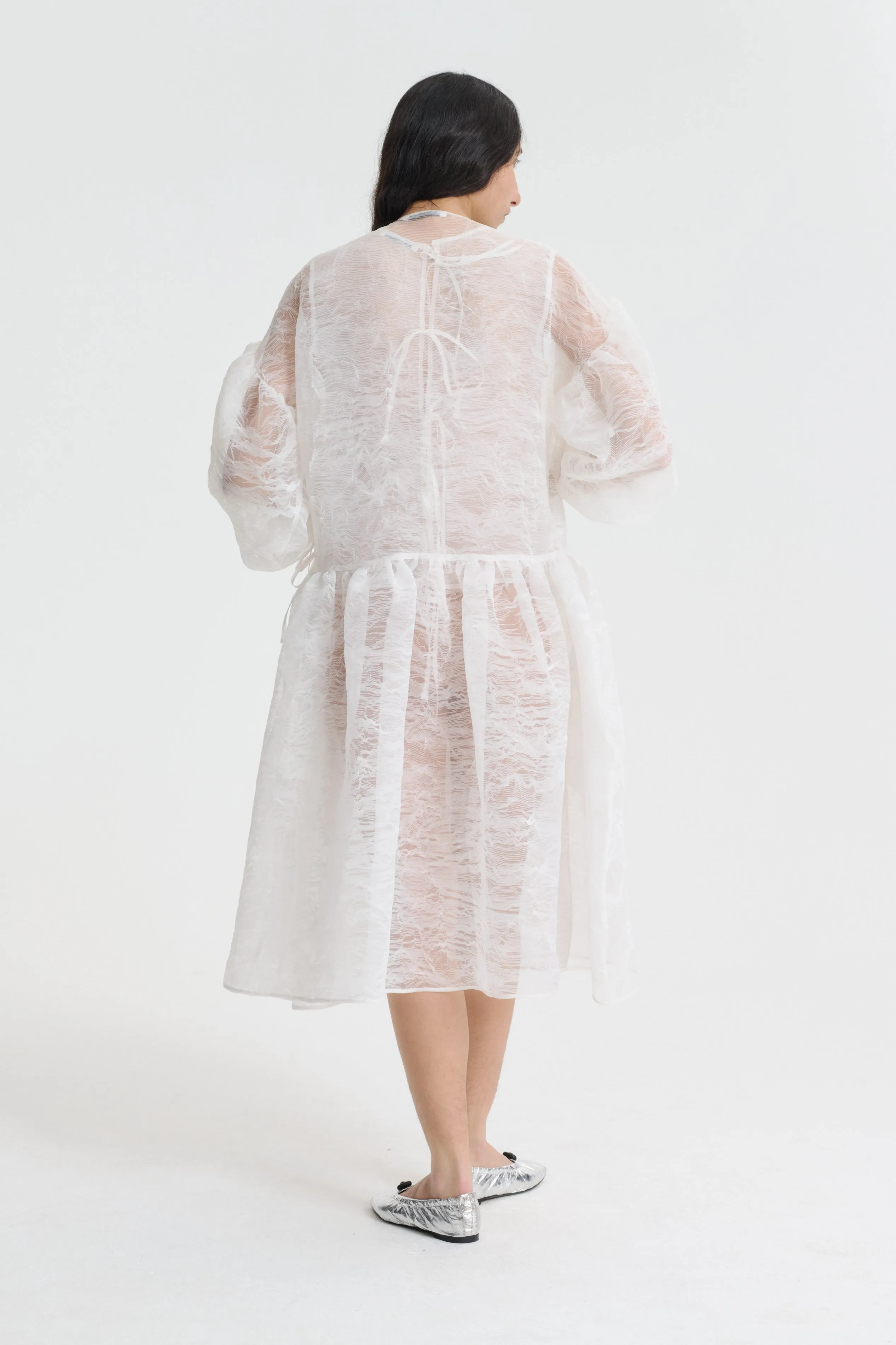 BELLIS | DRESS PLEATED ORGANZA WHITE