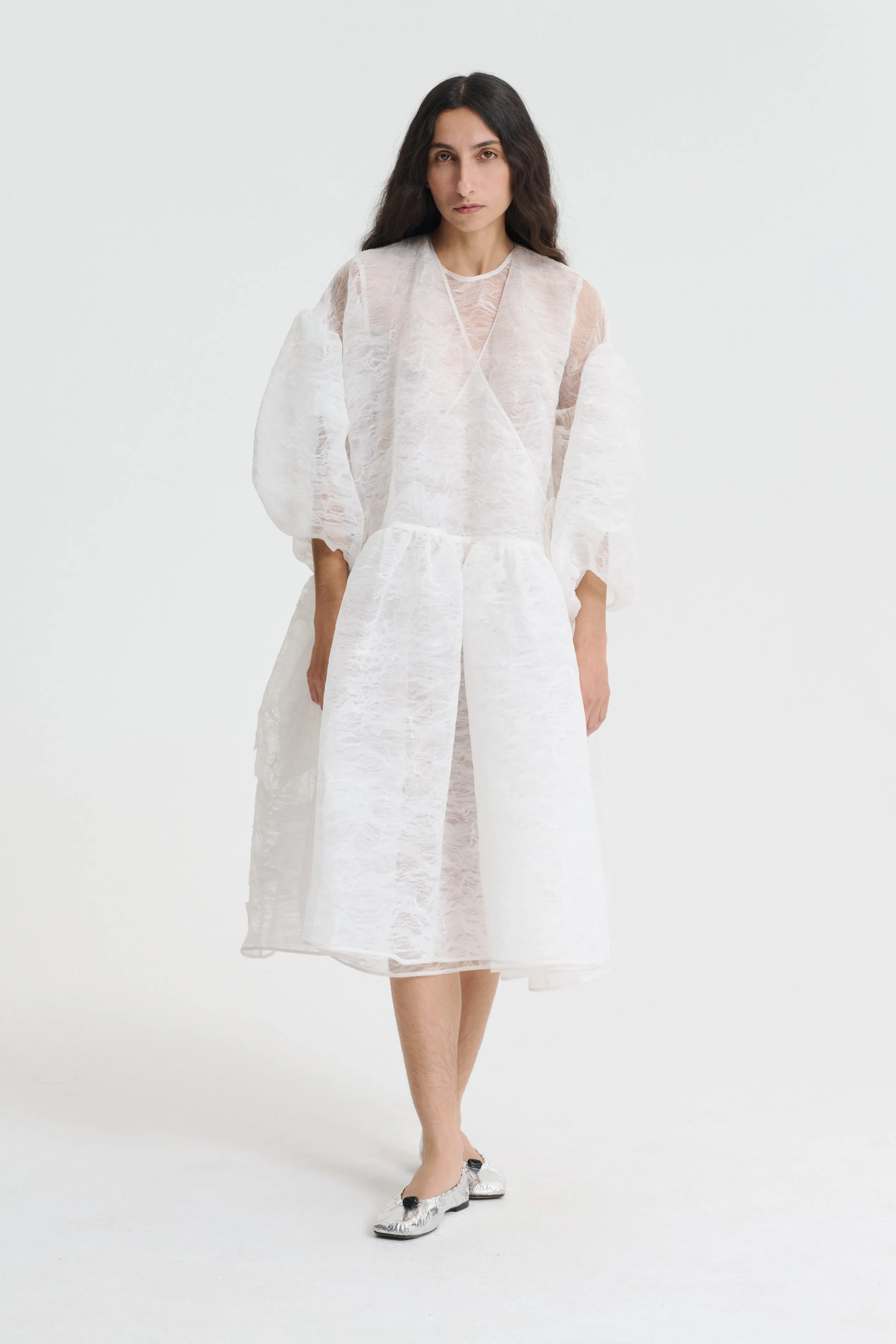 BELLIS | DRESS PLEATED ORGANZA WHITE