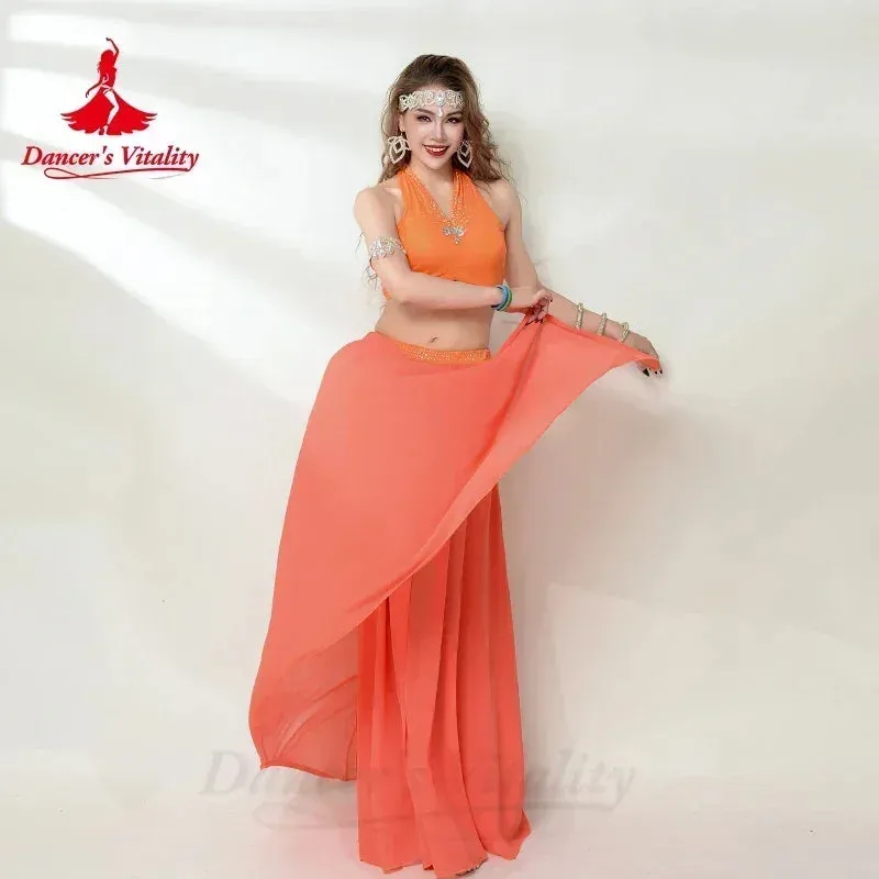 Bellydance Costume Senior AB Stones Bra split Chiffon Long Skirt 2pcs for Women Customzied Oriental Belly Dancing Wear Suit