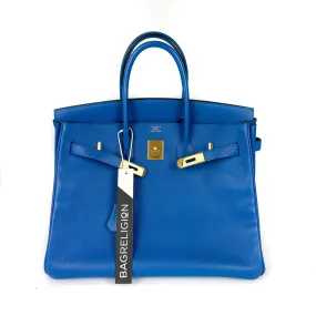 Birkin 35 in Blue Chourchevel Leather