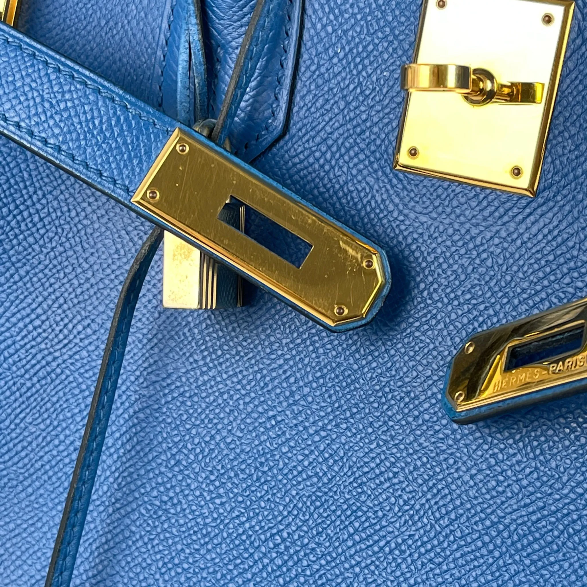 Birkin 35 in Blue Chourchevel Leather