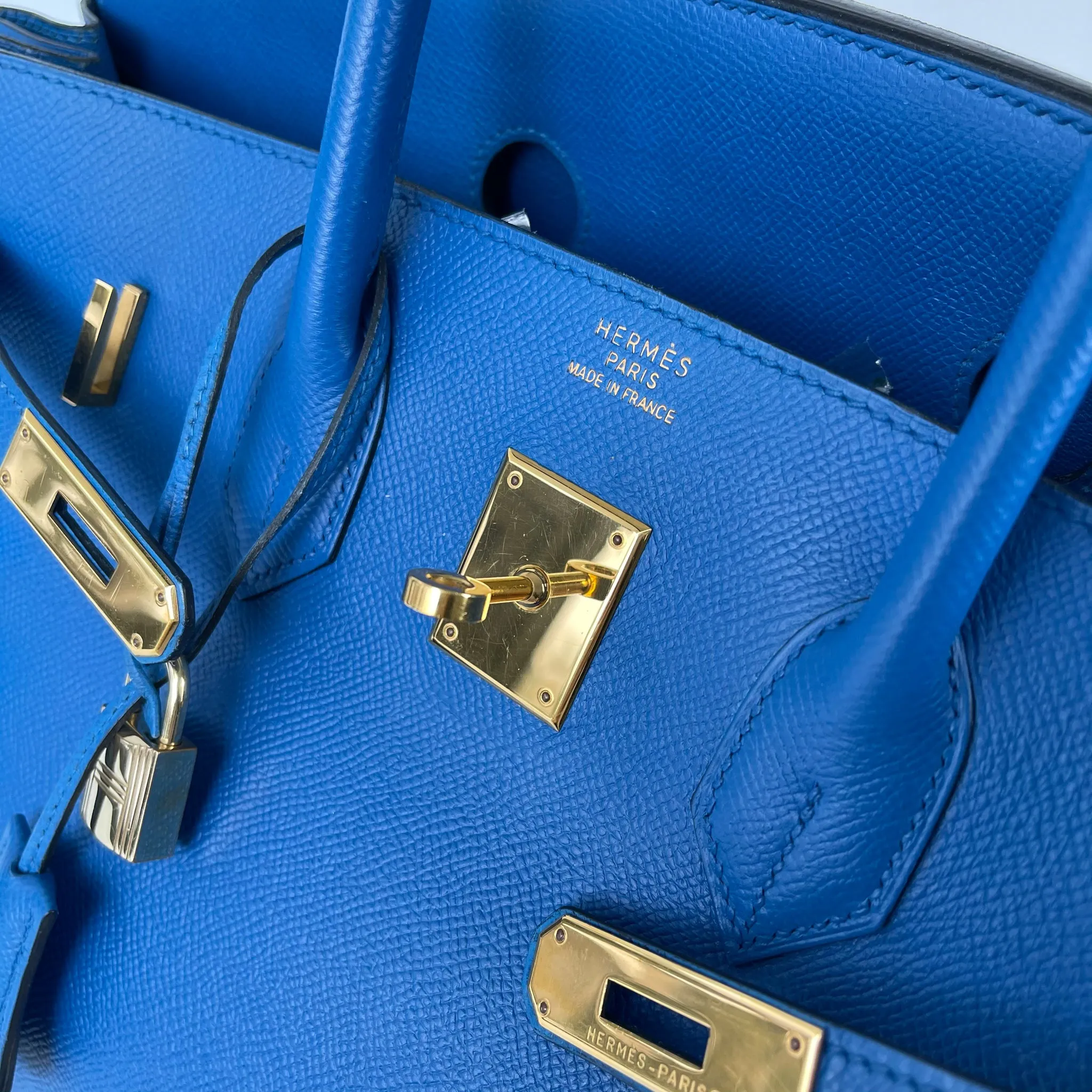 Birkin 35 in Blue Chourchevel Leather