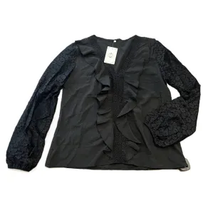 Black Top Long Sleeve By La Mode, Size: L