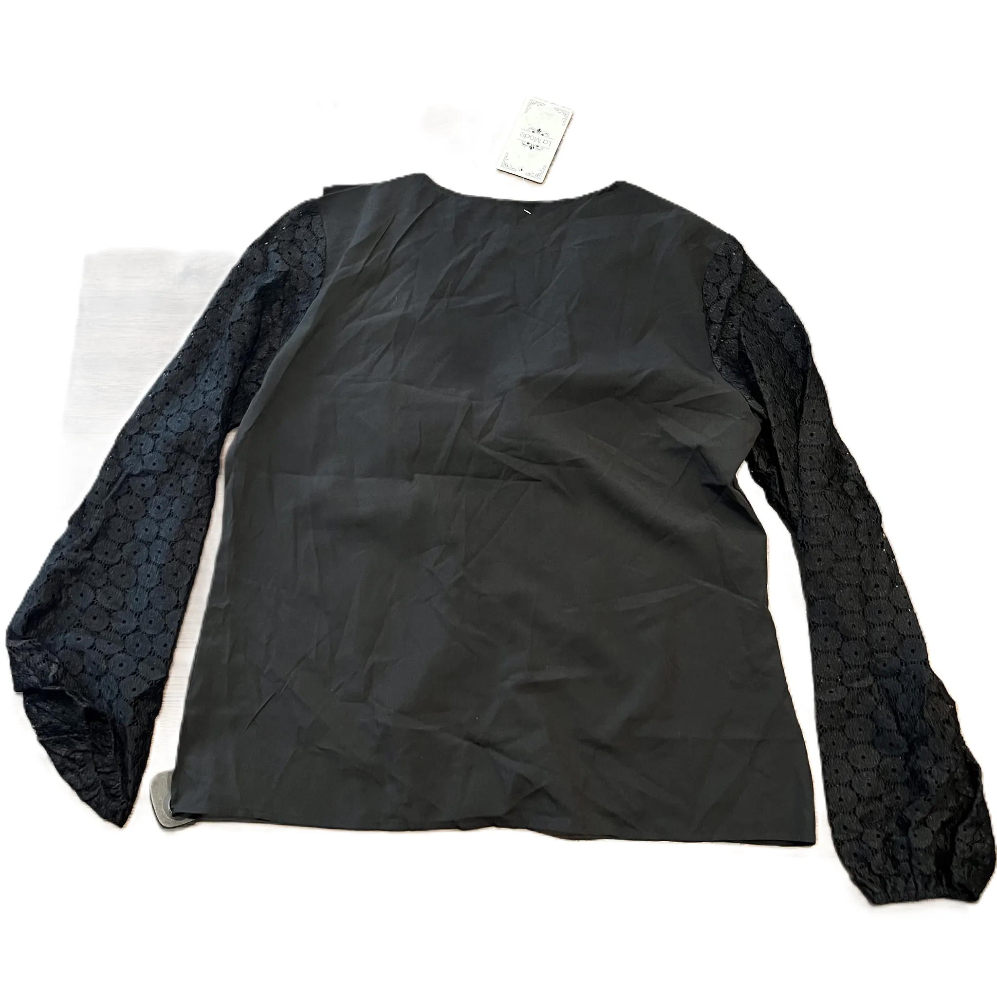 Black Top Long Sleeve By La Mode, Size: L