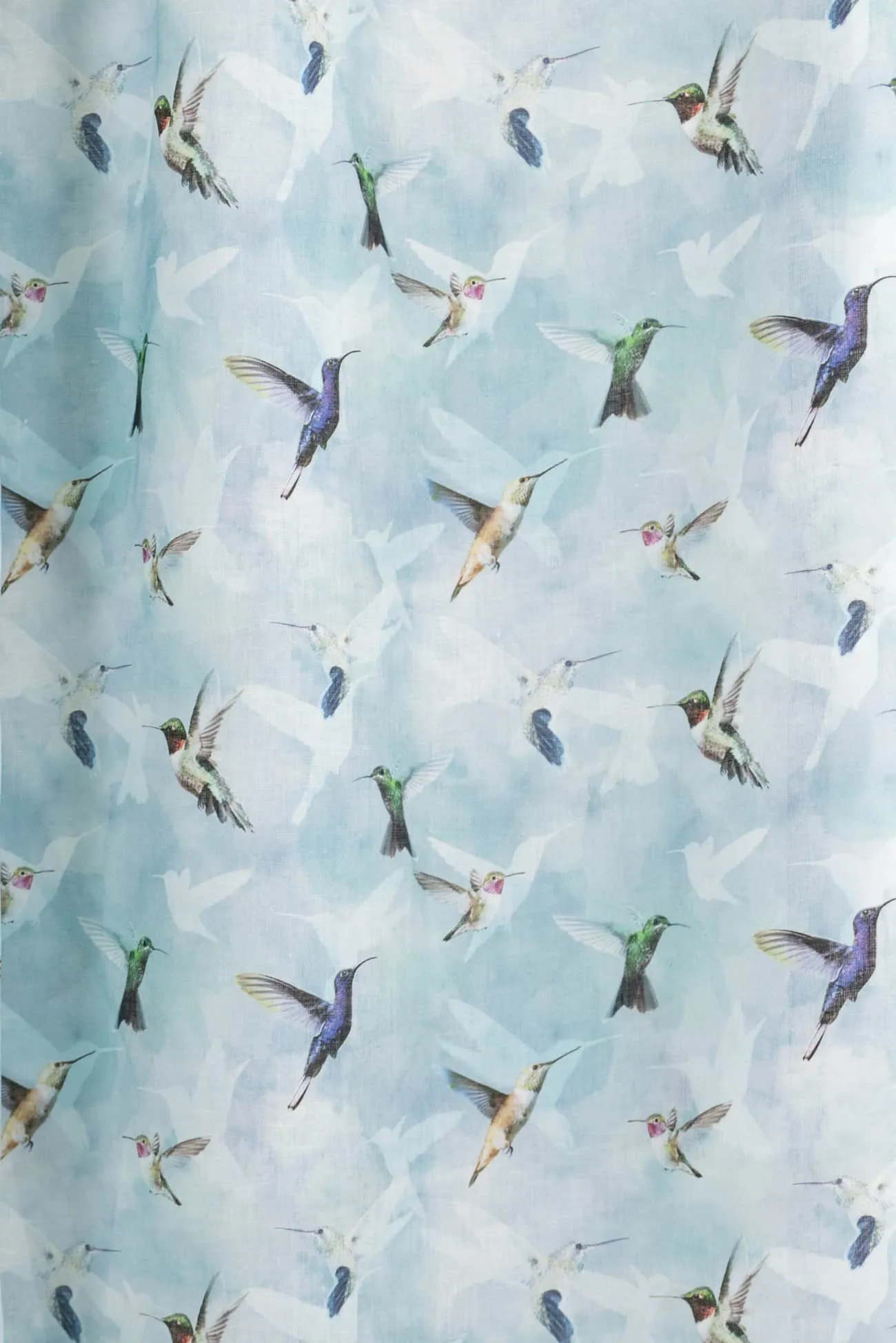 Blue Hummingbirds Euro Linen Woven