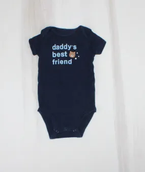 CARTERS DADDY'S BEST FRIEND BEAR NAVY ONESIE 6M EUC