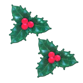 Christmas Winter Holly with Red Berries Nipple Pasties