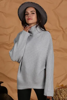 CORDUROY TURTLE NECK LOOSE SLEEVE PULLOVER