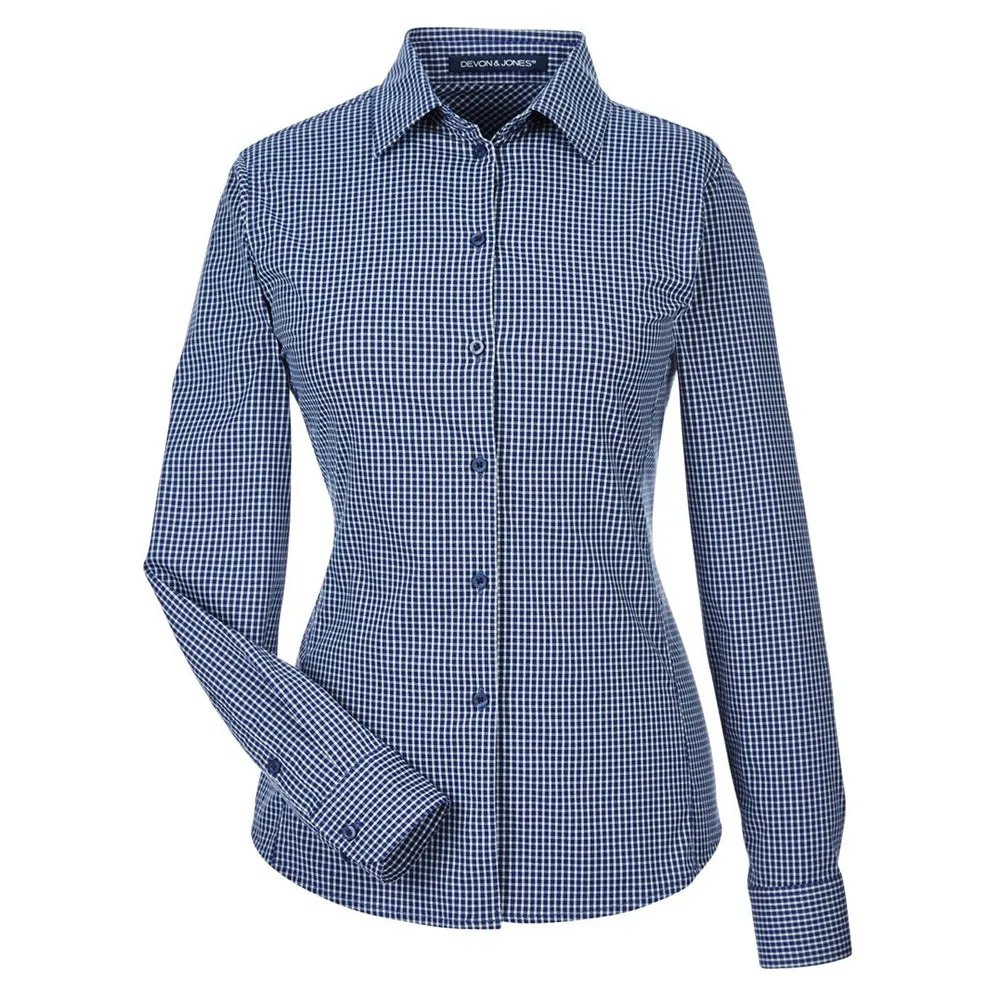 Devon & Jones CrownLux Performance™ Ladies' Tonal Mini Check Shirt