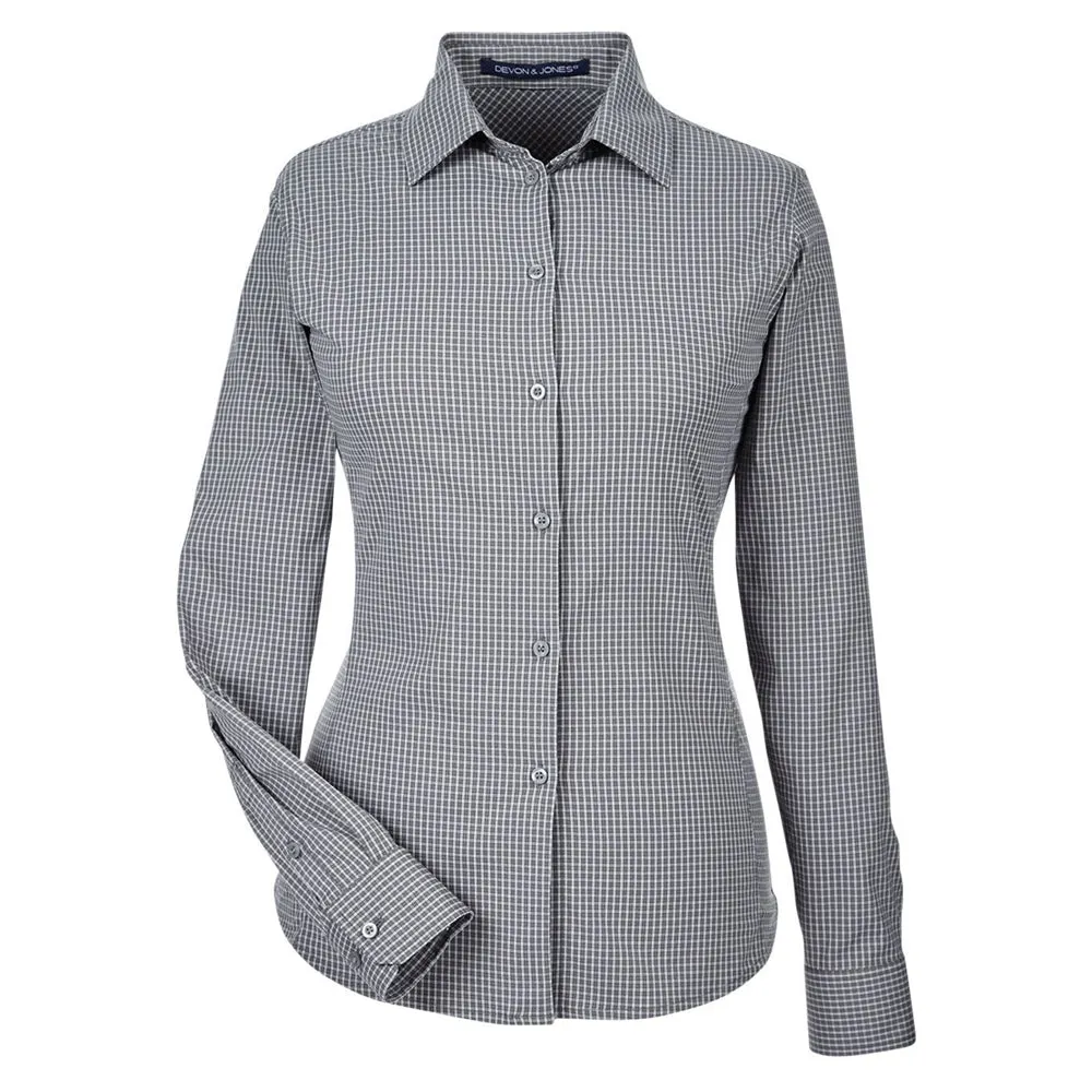 Devon & Jones CrownLux Performance™ Ladies' Tonal Mini Check Shirt