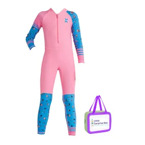 Full Sleeves Kids Swimwear Pink and Blue Transport theme, UPF 50 