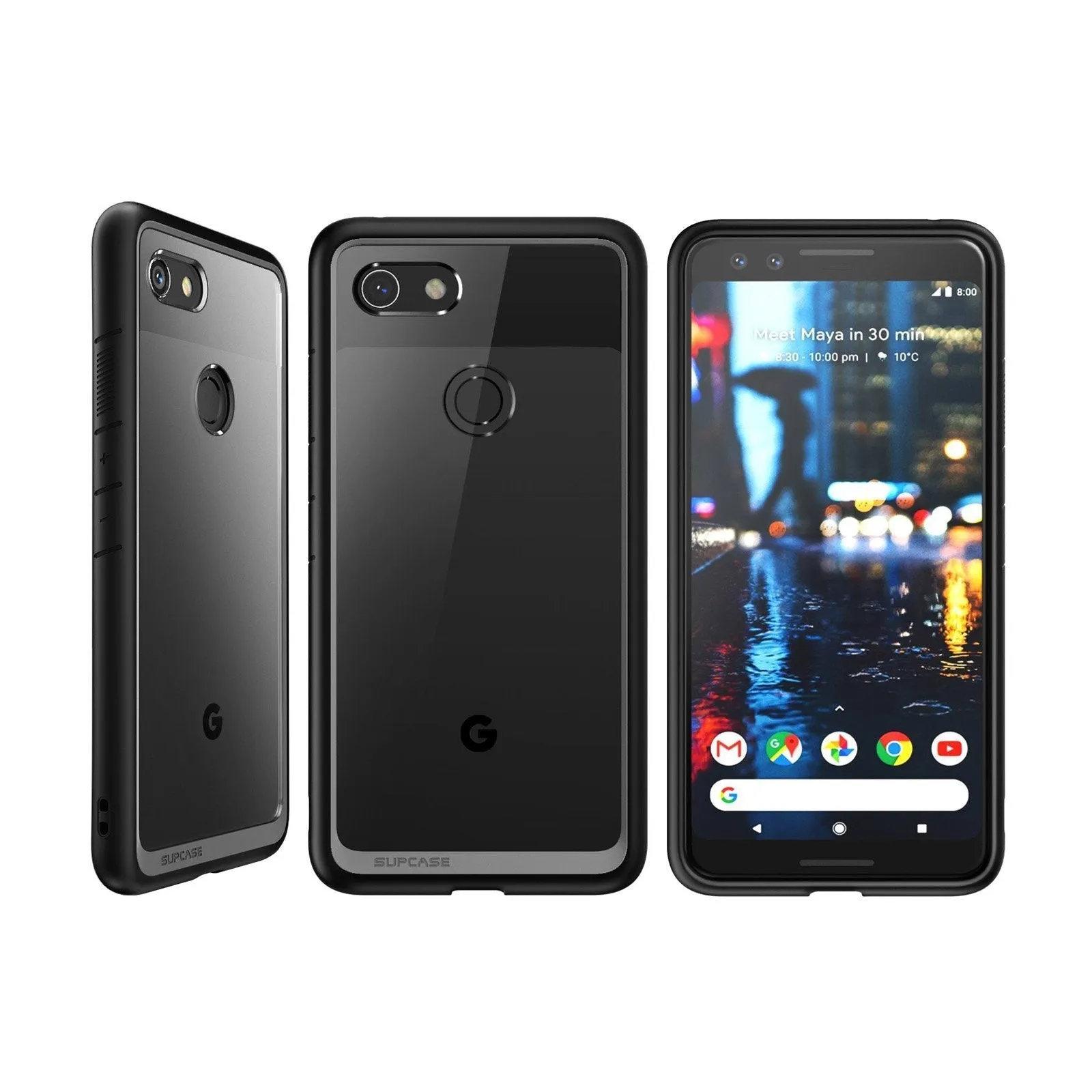 Google Pixel 3a Unicorn Beetle Style Clear Case-Black