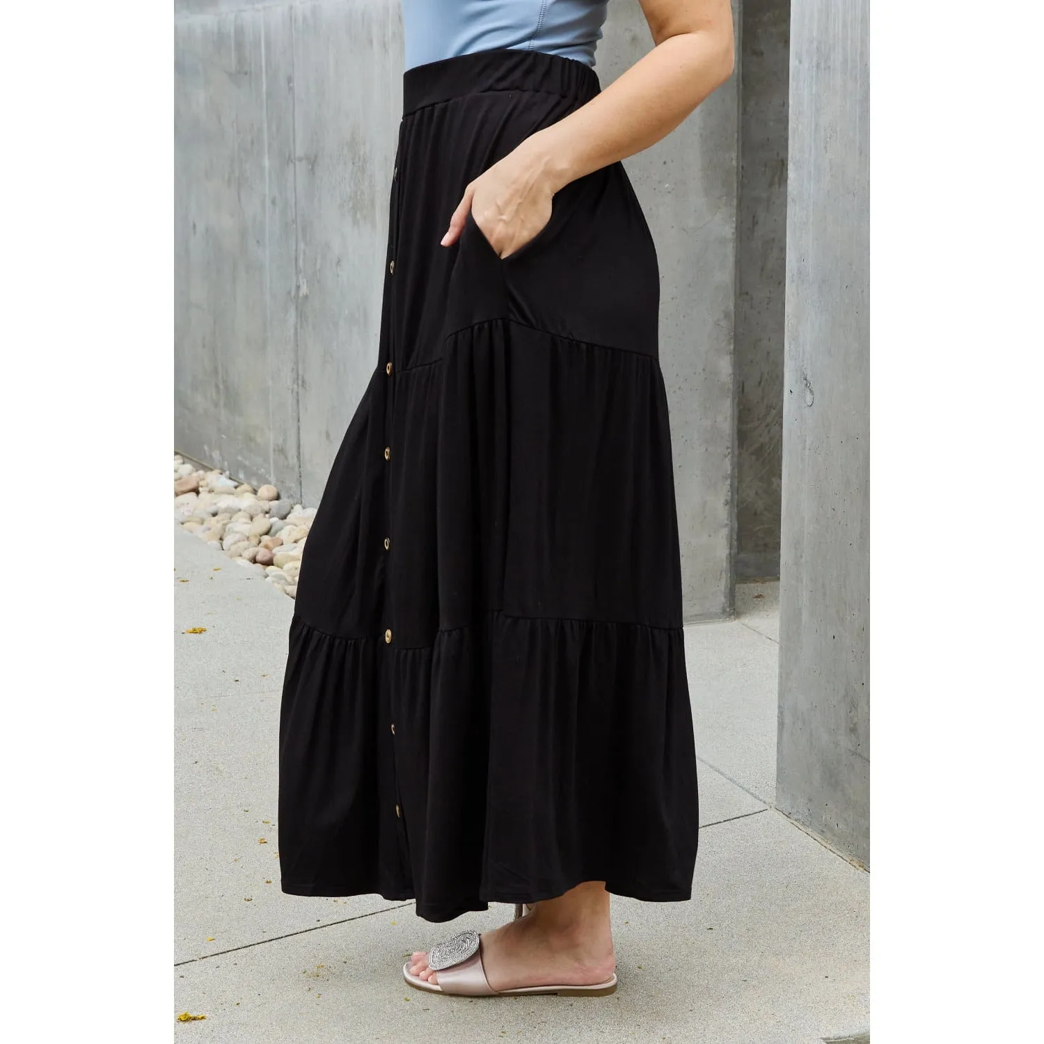 Heimish So Easy Full Size Solid Maxi Skirt