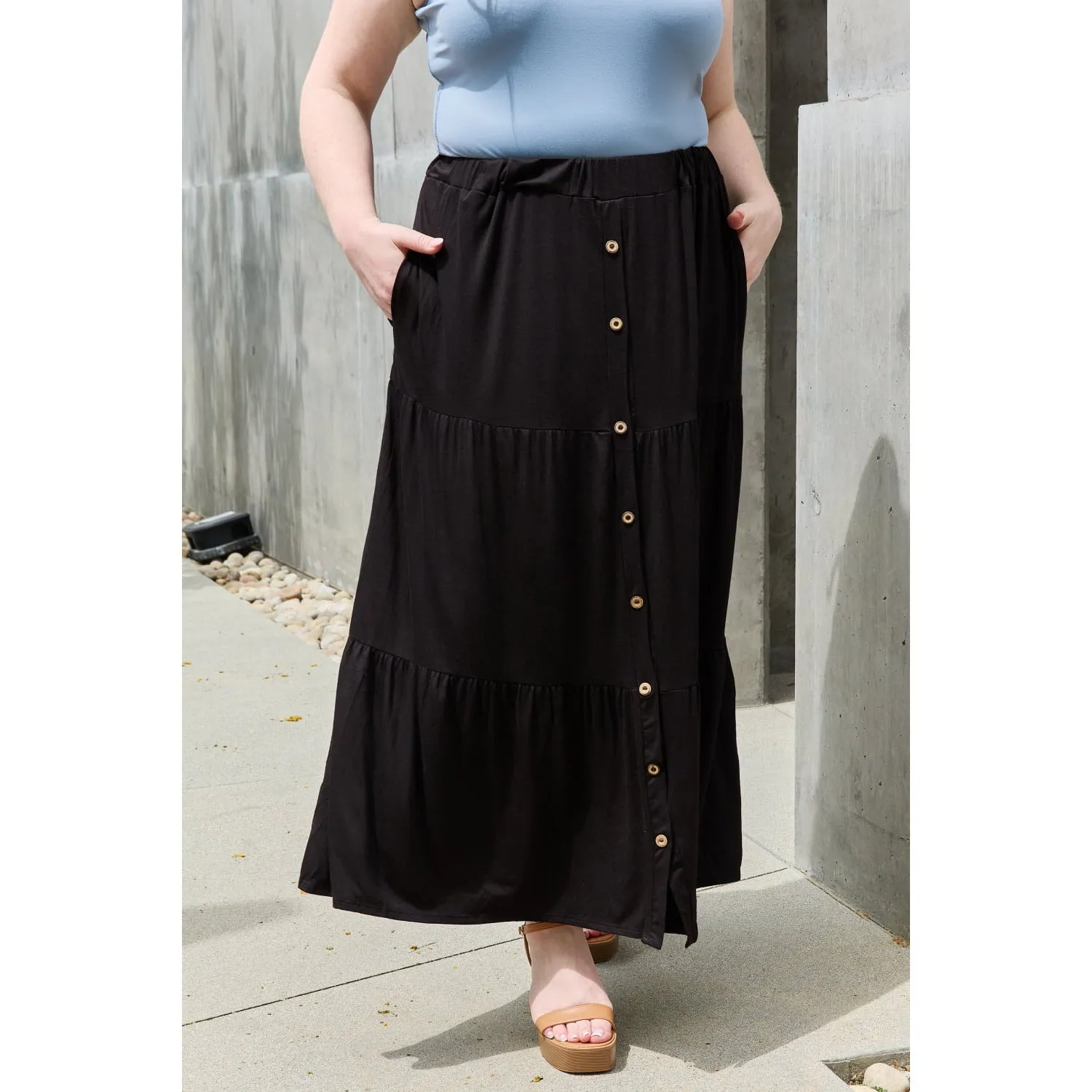 Heimish So Easy Full Size Solid Maxi Skirt