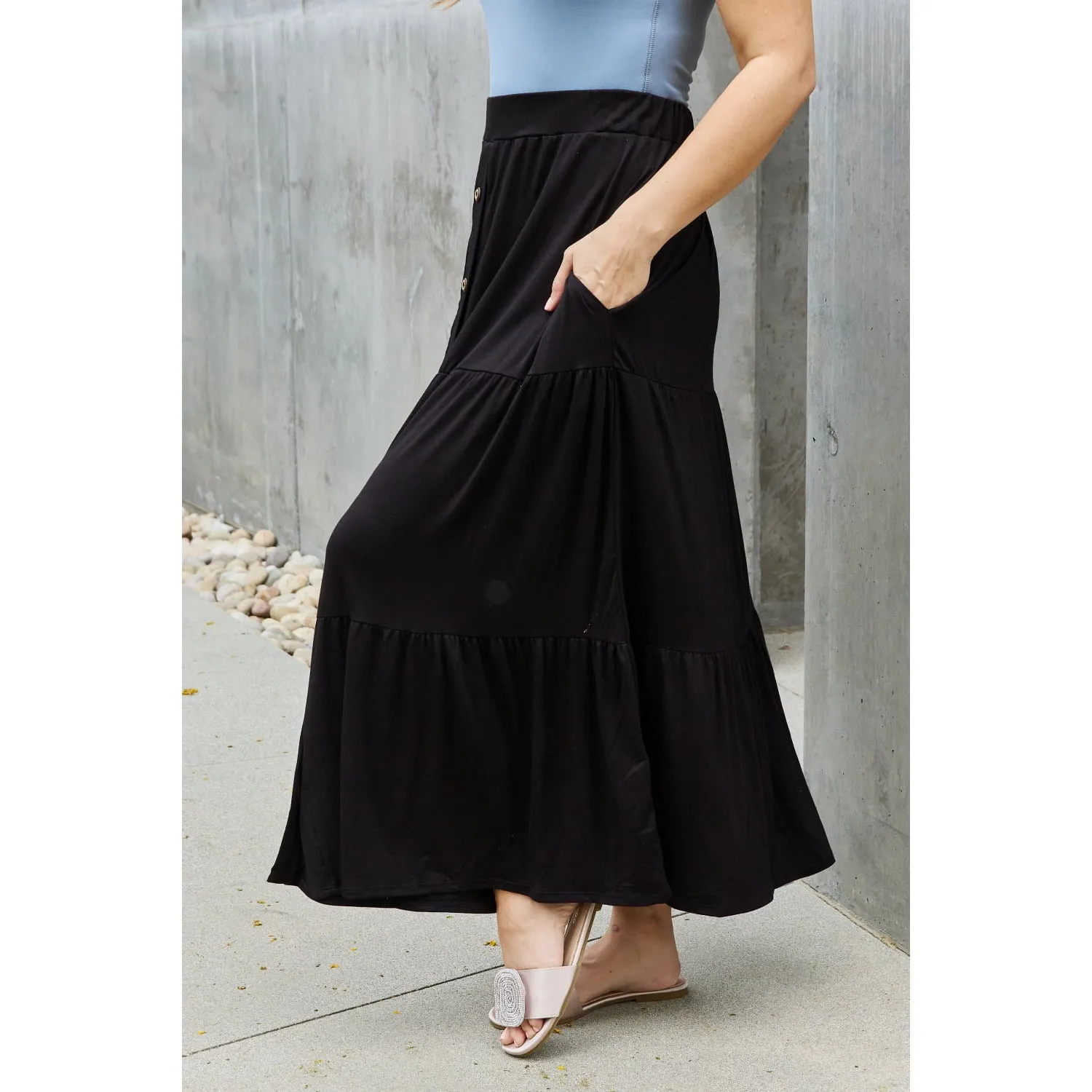 Heimish So Easy Full Size Solid Maxi Skirt