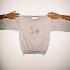 Horse with Bowl Cut Embroidered Crewneck Sweatshirt (Pink)