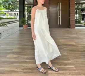 Jaslin French Linen Maxi Dress in Cream