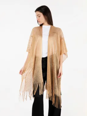 Kimono con frange light gold