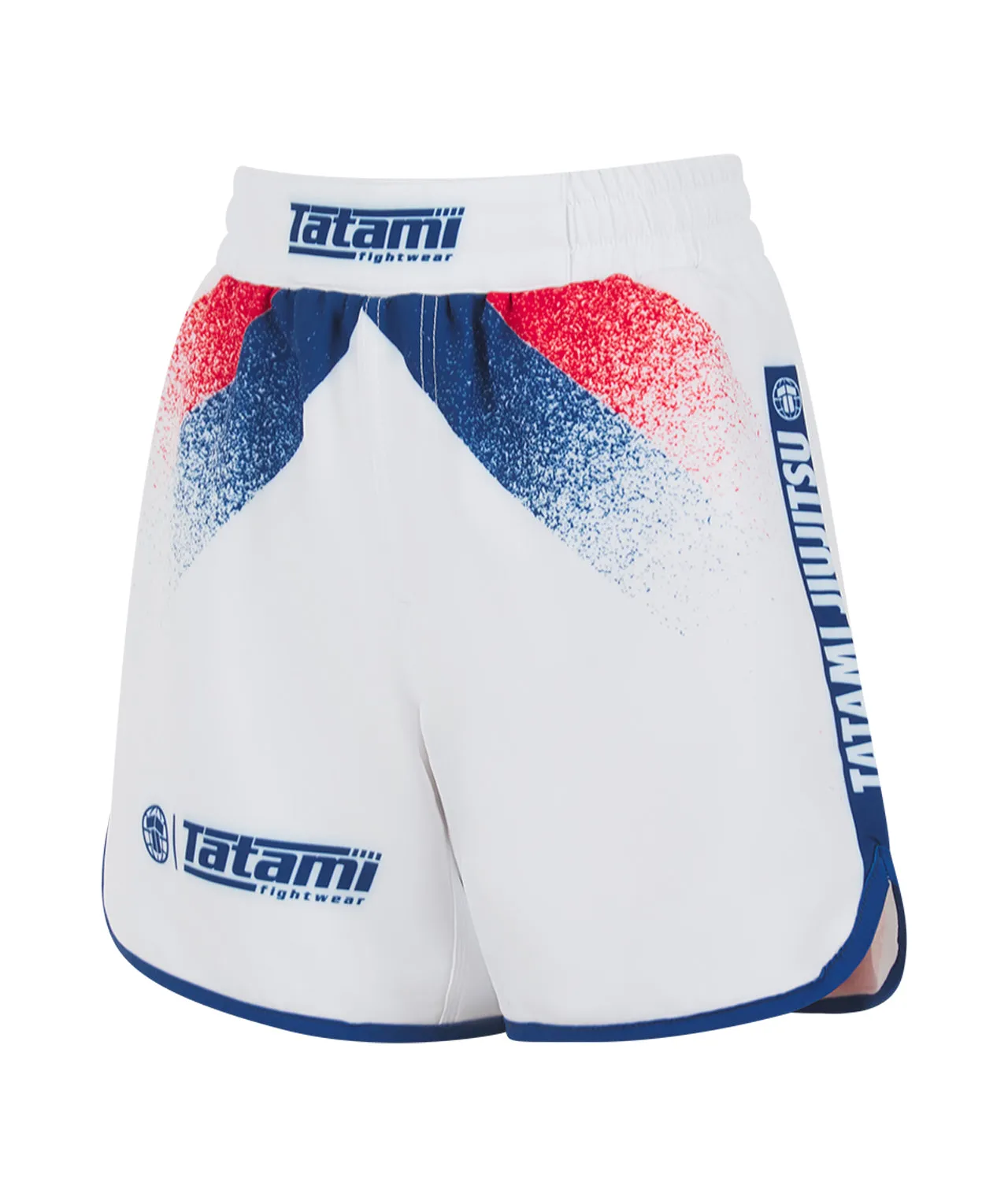 Ladies Abstract High Cut Shorts - White & Navy