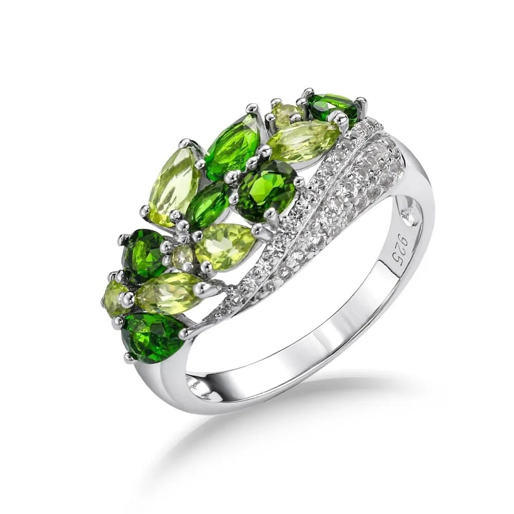 Leaves Design Peridot 925 Sterling Silver Ring