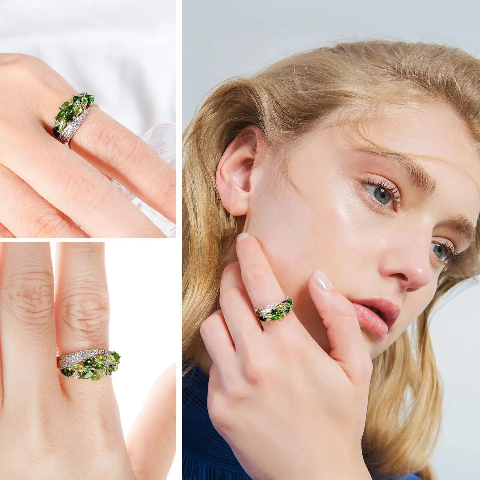 Leaves Design Peridot 925 Sterling Silver Ring