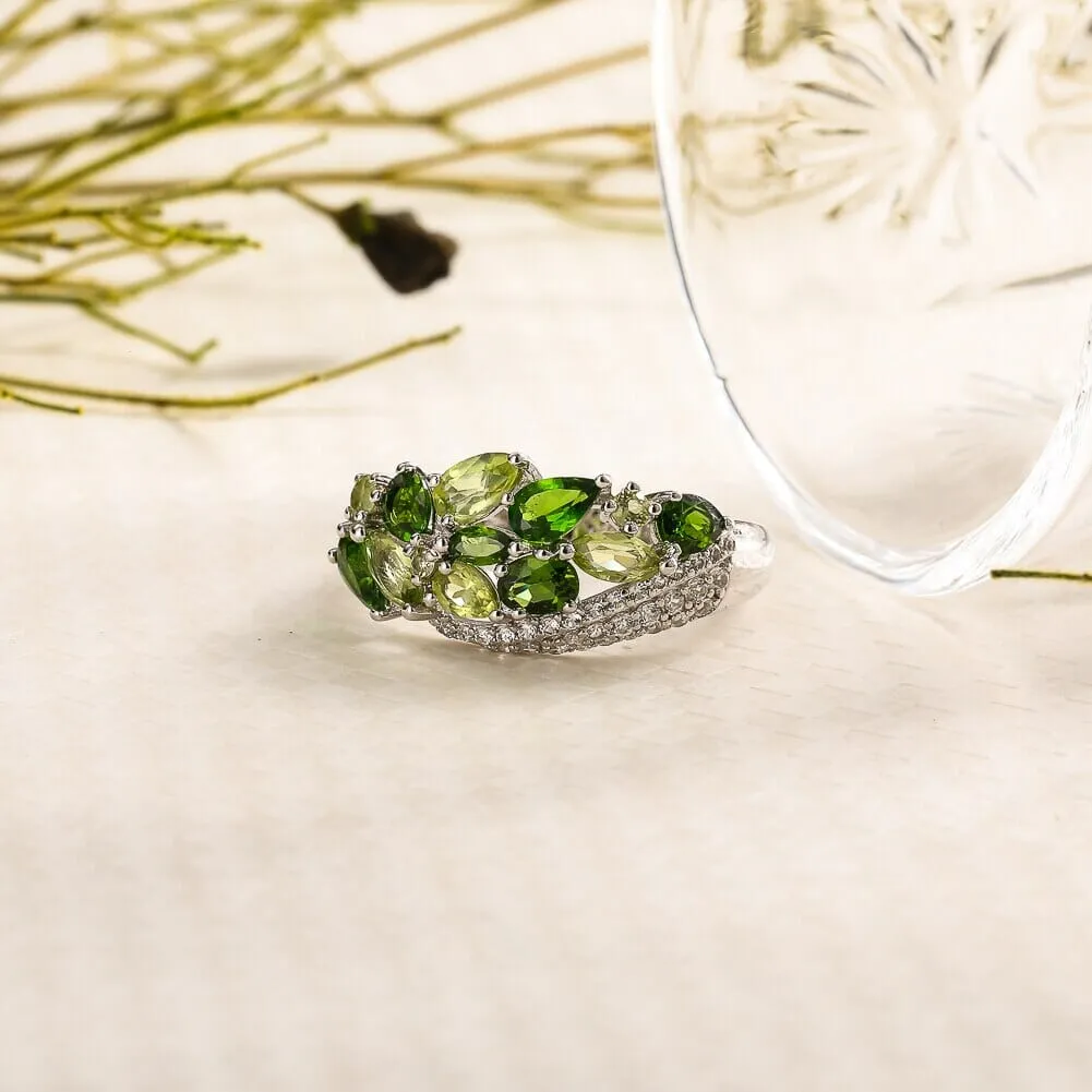 Leaves Design Peridot 925 Sterling Silver Ring