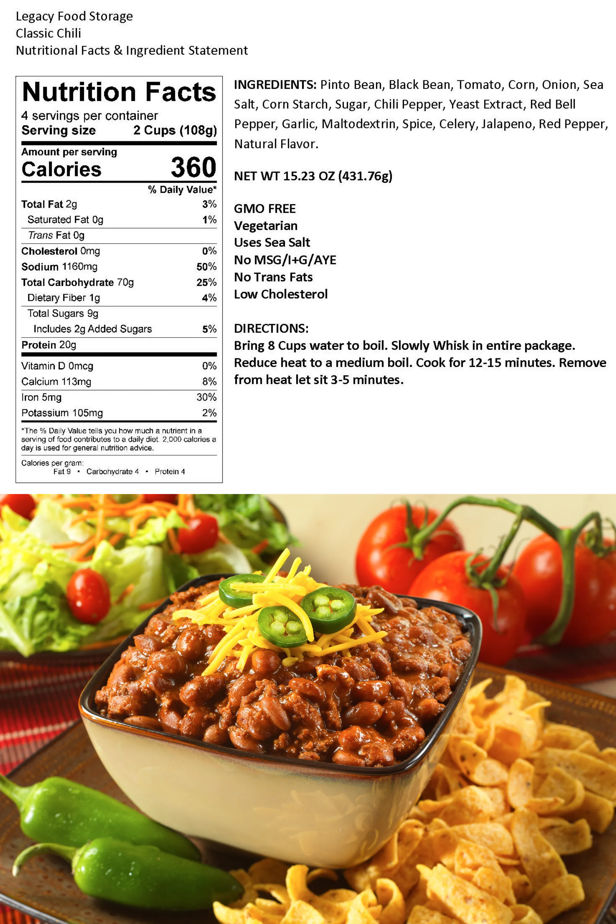 Legacy Gluten Free Entrée Bucket - 120 Servings