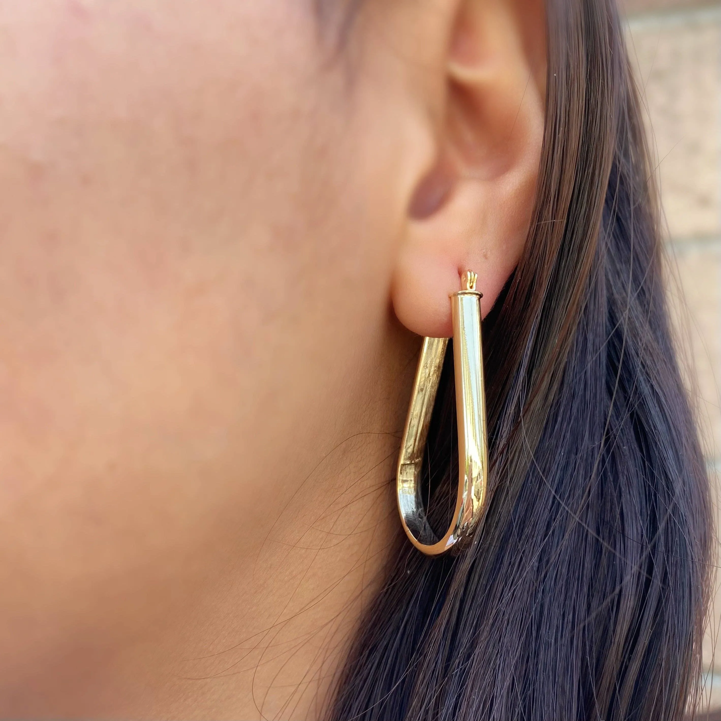 Long Drop Hoop Earrings