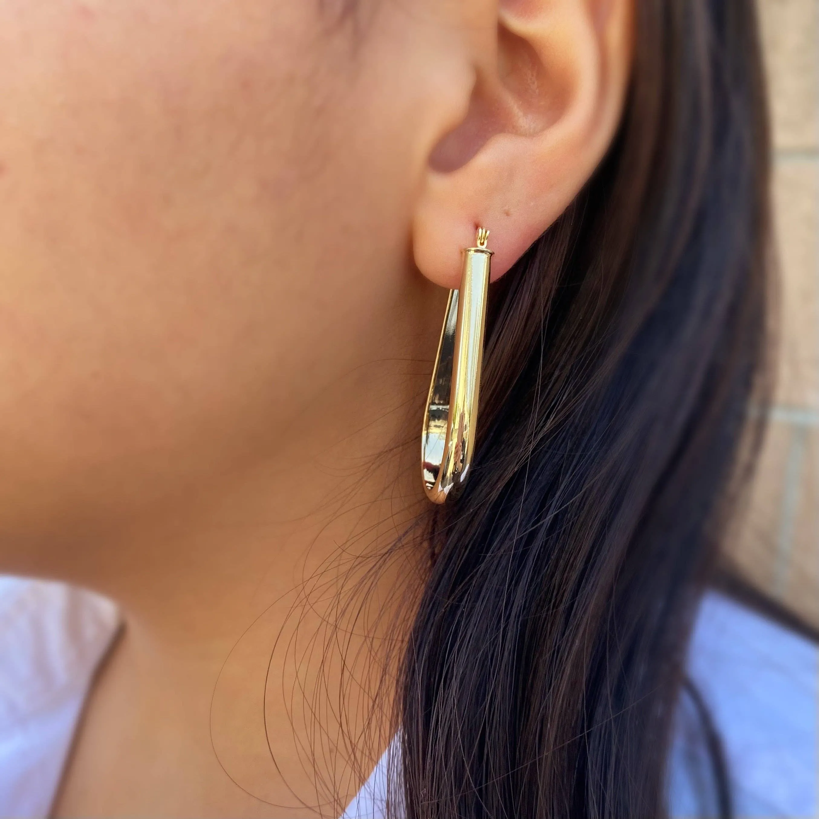 Long Drop Hoop Earrings