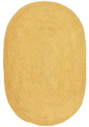 Manly Yellow Oval Rug