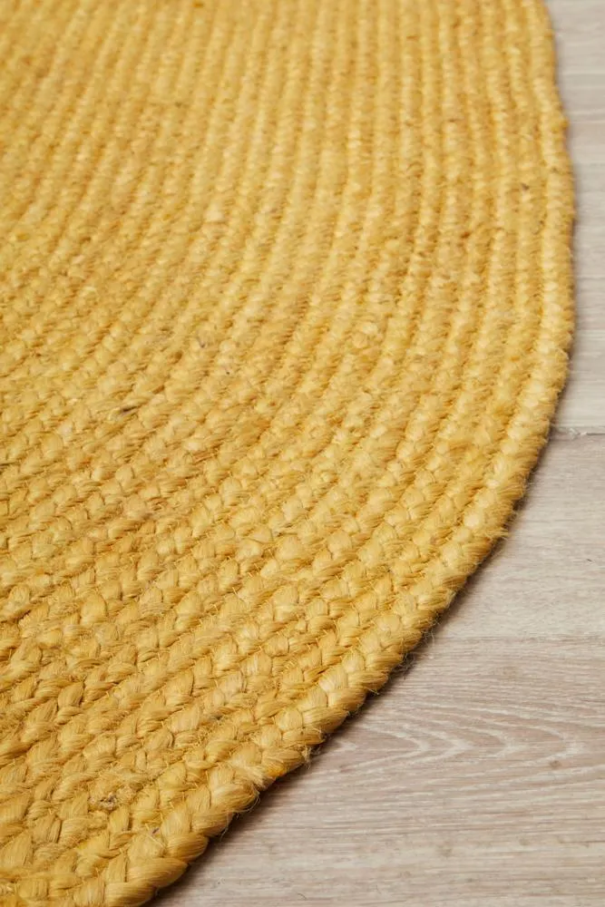 Manly Yellow Oval Rug