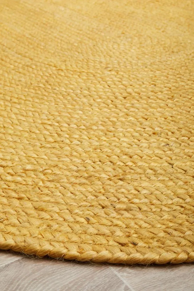 Manly Yellow Oval Rug