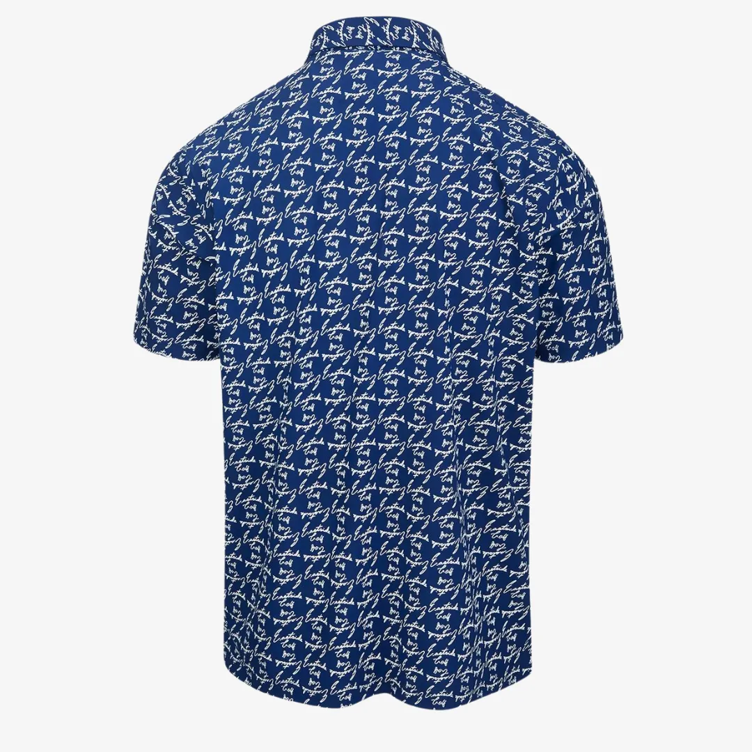 mens eastside golf printed snap placket s/s polo (true navy)