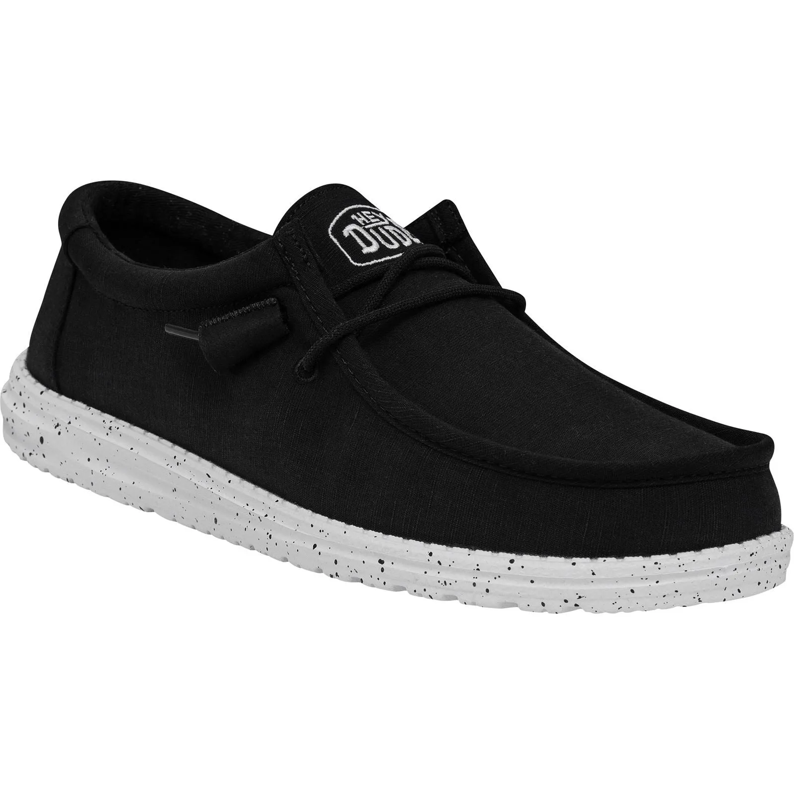 Men's Wide Fit Heydude 40009 Wally Slub Classic Slip On Shoes - Black