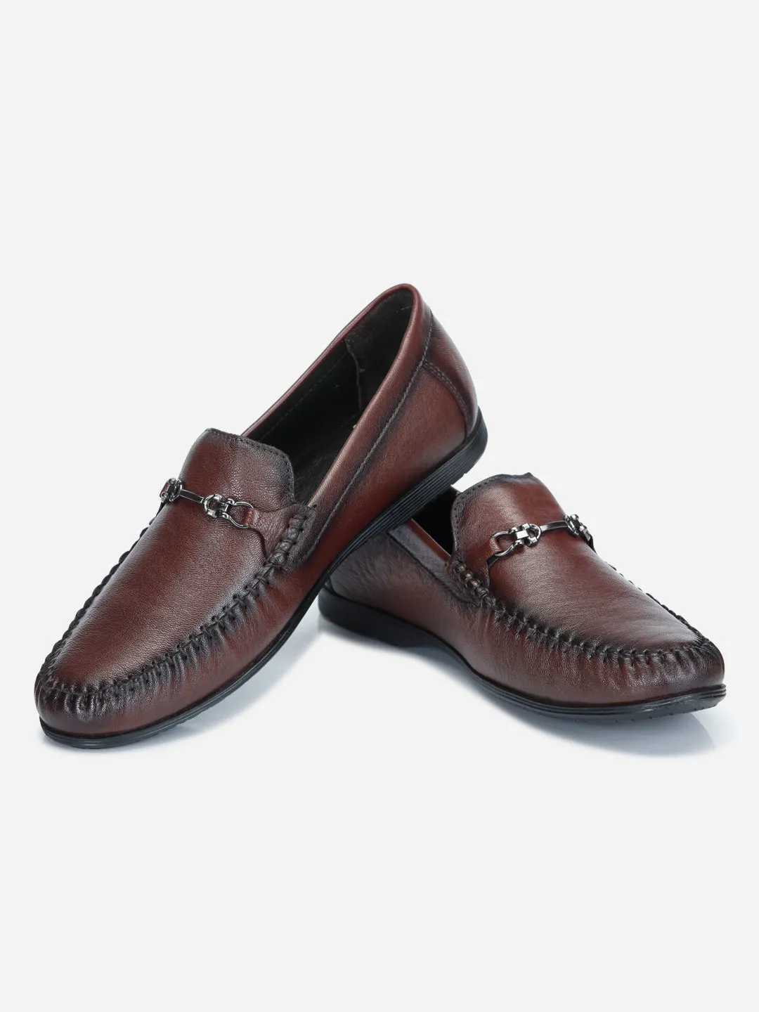 Men's Wine Moc Toe Semi Formal Loafer (ID1107)