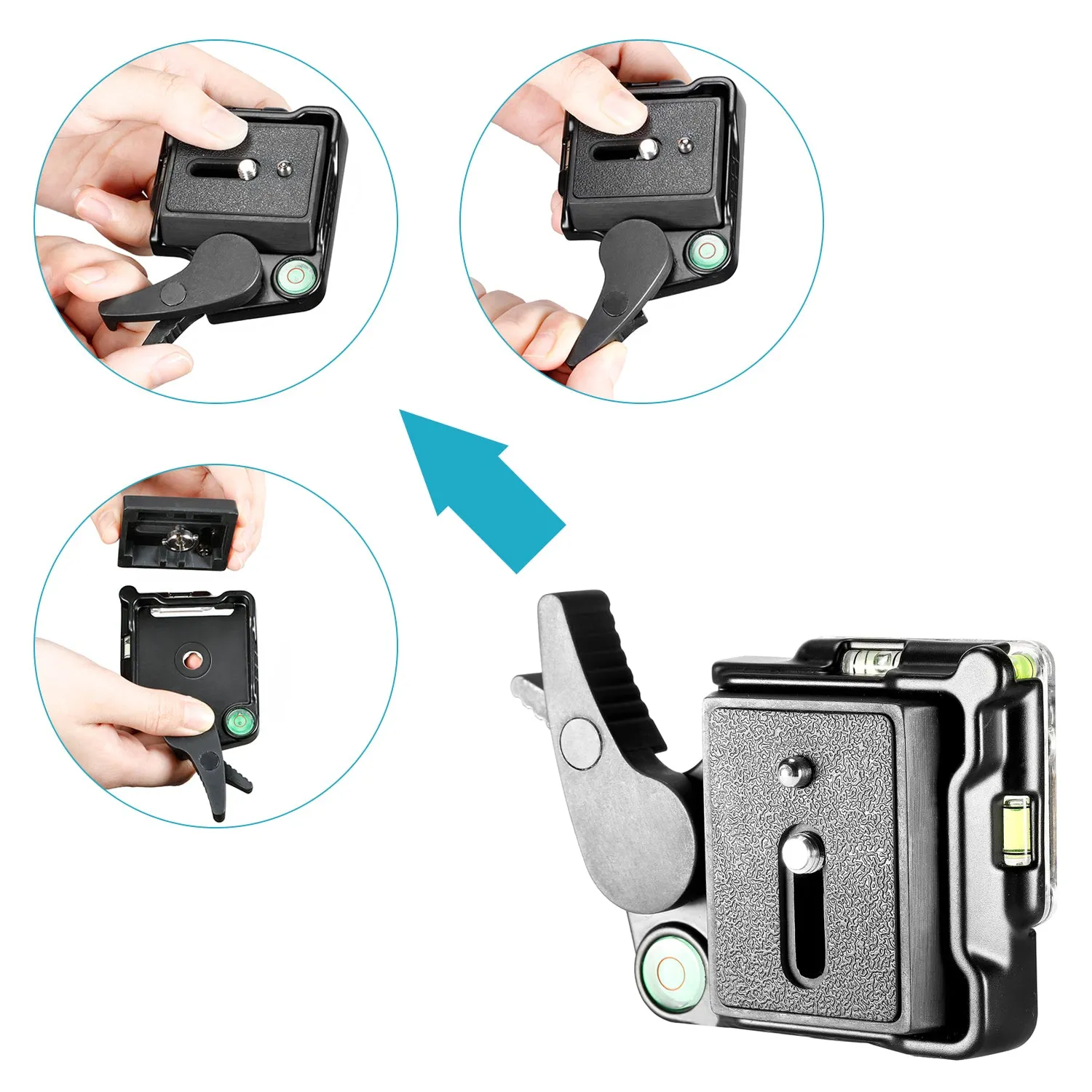 NEEWER Black Aluminum Alloy Quick Release QR Plate Adapter